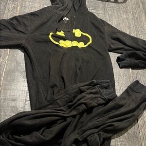 Black Hooded Onesie with Yellow Logo